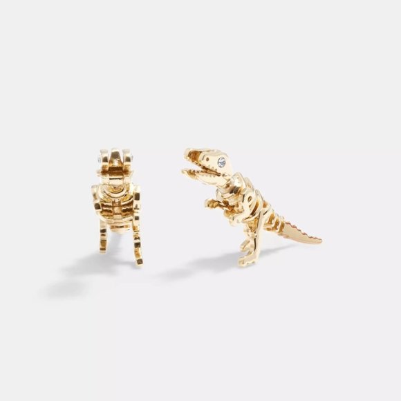 NWT Coach Rexy Front Back Earrings Large Dinosaur Skeleton Double-sided Post - Picture 1 of 8